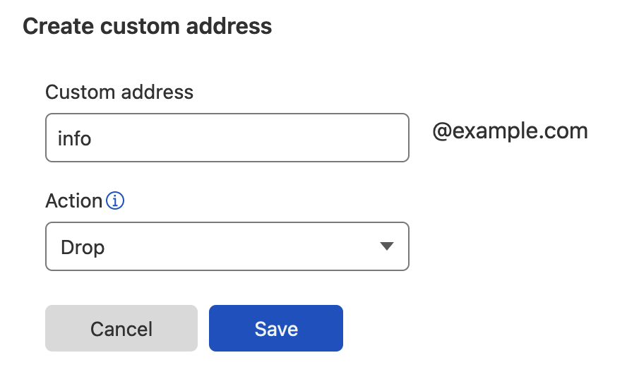 Drop emails to the info@ address in Cloudflare.